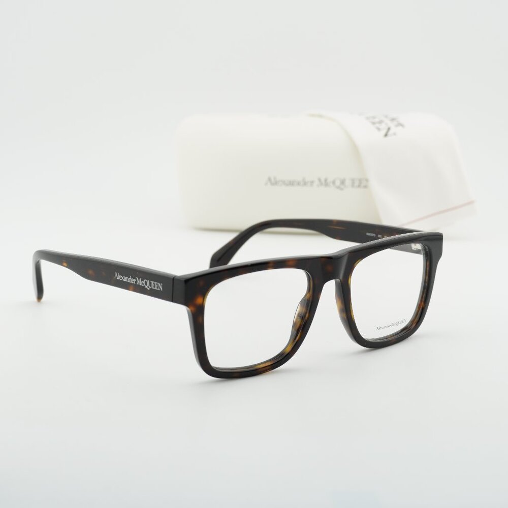 Alexander McQueen AM0357O 002 Square Eyeglasses 52mm - Havana